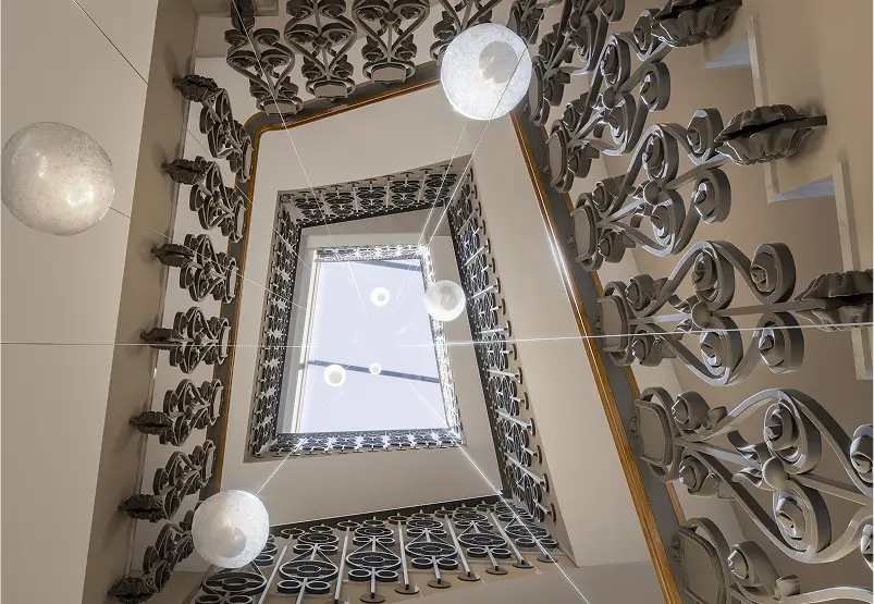 Renders Interiores Escalera - Plaza Santa Ana